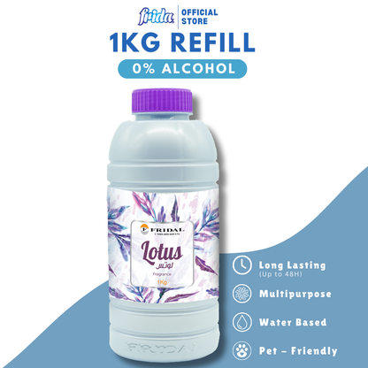 Frida 48H Refill Multipurpose [1KG] 0% Alcohol Pet-Friendly Tahan Lama Water-base