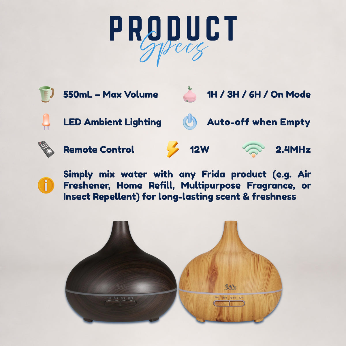Frida Aroma Diffuser – Dark Brown (550ml)