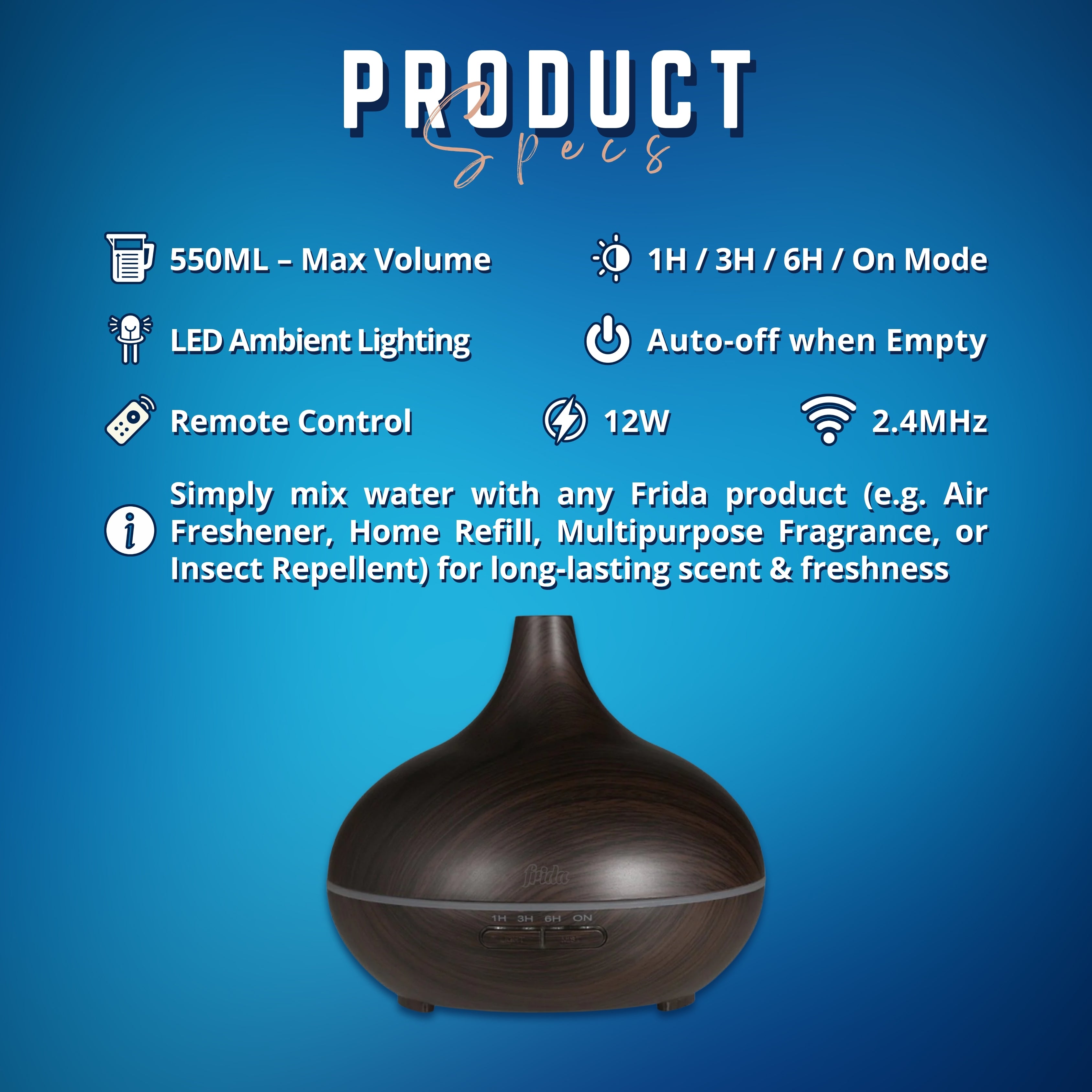 Frida Aroma Diffuser – Dark Brown (550ml)