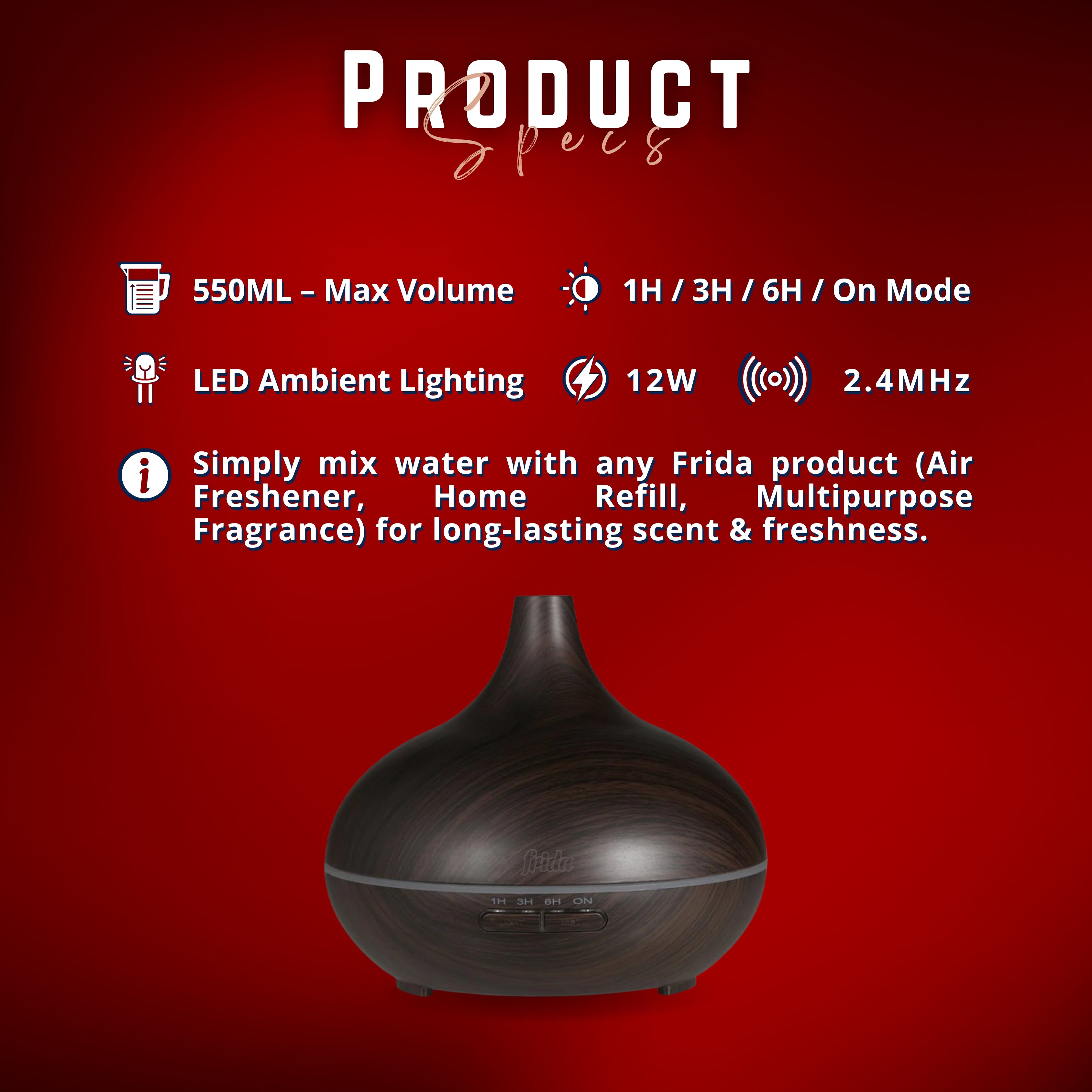 Frida Aroma Diffuser – Dark Brown (550ml)